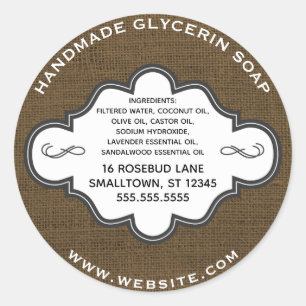 Handgemaakte zeep Label Rustic Country Burlap
