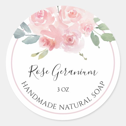 Handgemaakte Zeep Sticker Bloemen Roos Geranium (Voorkant)