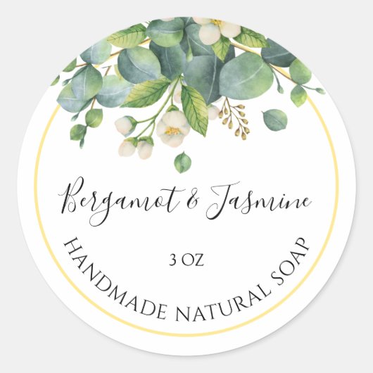 Handgemaakte Zeep Sticker Floral Bergamot en Jasmi (Voorkant)
