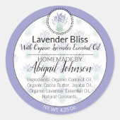 Handgemaakte \ Zelfgemaakte Lavendel Scrub of Zeep Ronde Sticker (Voorkant)