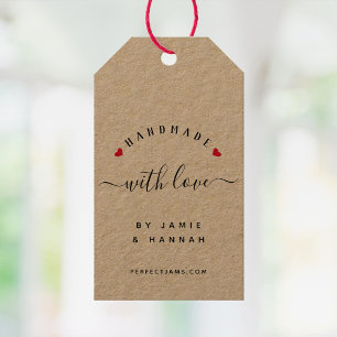 HANDGEMAAT MET LIEFDE Aangepast Modern Script Kraf Cadeaulabel