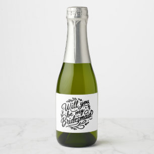 Handgemerkt bruidsmeisje voorstel mini champagne sparkling wijnetiket