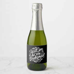 Handgemerkt bruidsmeisje voorstel mini champagne sparkling wijnetiket