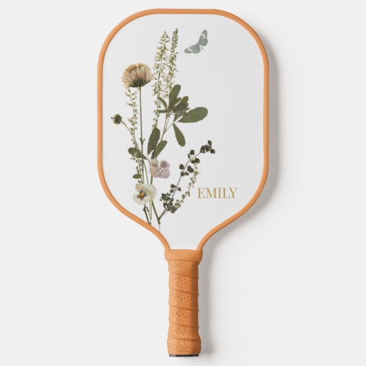 Handgeperste bloem pickleball paddle (Voorkant)