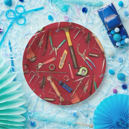 Handgereedschap voor onderhoud en handgereedschap  papieren bordje (Feest)