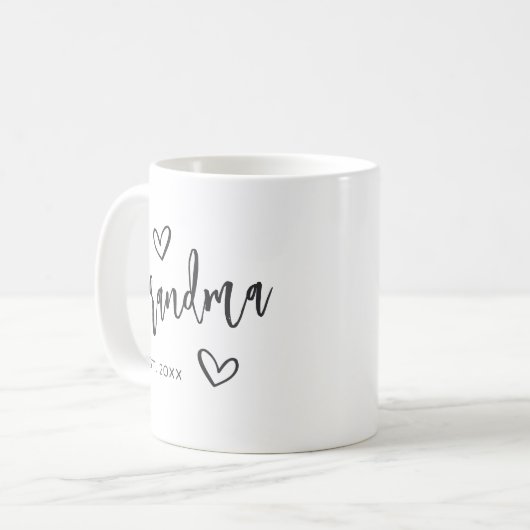 Handgeschetst het Grootma Jaar van het Manuscript  Koffiemok (Voorkant links)