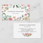 Handgeschilde botanische Rozen en olie Visitekaartje (Voorkant / Achterkant)