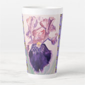Handgeschilde Paarse Iris Irisis florale latte Mok (Voorkant)
