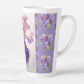 Handgeschilde Paarse Iris Irisis florale latte Mok (Rechts)