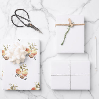 Handgeschilde perziken en crèmepapier inpakpapier vel