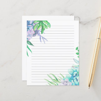 Handgeschilde Waterverf Succulent gelineerd papier