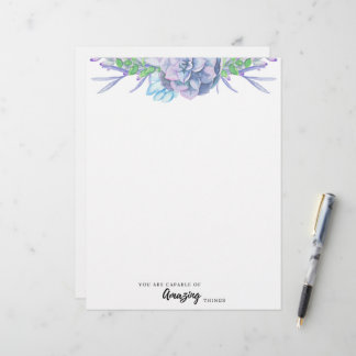 Handgeschilde Waterverf Succulent ongegloofd papie