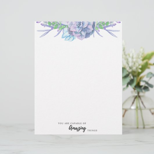 Handgeschilde Waterverf Succulent ongegloofd papie (Staand voorkant)