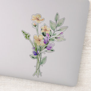 Handgeschilde Waterverf Wilde bloem Posy Bouquet Sticker
