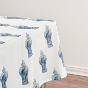 Handgeschilderd blauw en wit gember tafelkleed