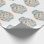 Handgeschilderd blauw en witte gember pot cadeaupapier (Hoek)