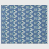 Handgeschilderd blauw en witte gember pot cadeaupapier (Vlak)