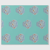 Handgeschilderd blauw en witte gember pot cadeaupapier (Vlak)