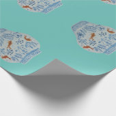 Handgeschilderd blauw en witte gember pot cadeaupapier (Hoek)