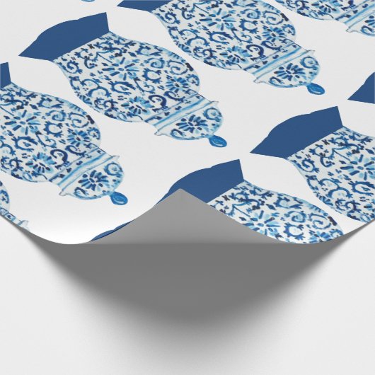 Handgeschilderd blauw en witte gember pot cadeaupapier (Hoek)
