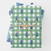 Handgeschilderd blauw en witte gember pot inpakpapier vel (In situ)