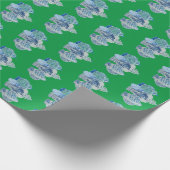 Handgeschilderd blauw en witte gember potten cadeaupapier (Hoek)