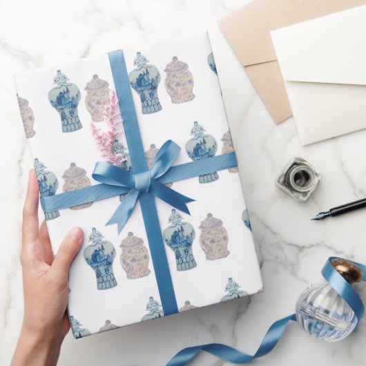 Handgeschilderd blauw gember verlooppapier cadeaupapier (Geschenken)