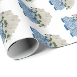Handgeschilderd blauw gemberpapier cadeaupapier