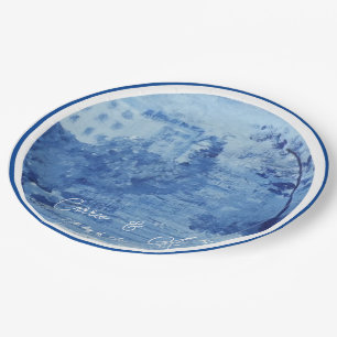 Handgeschilderd blauw Wilde Ginger Jars Toile Papieren Bordje