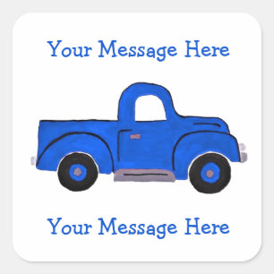 Handgeschilderd Blue Truck Design Vierkante Sticker