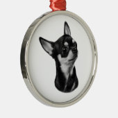 Handgeschilderd chihuahua portret metalen ornament (Rechts)