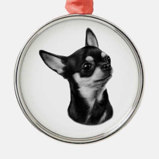 Handgeschilderd chihuahua portret metalen ornament (Voorkant)