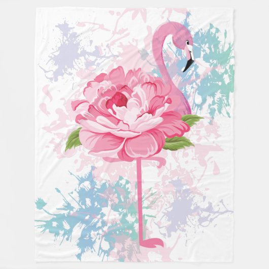 Handgeschilderd flamingo fleece deken (Voorkant)