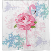 Handgeschilderd flamingo ontwerp douchegordijn (Voorkant)