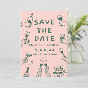 Handgeschilderd Funky Retro Modern  Save The Date
