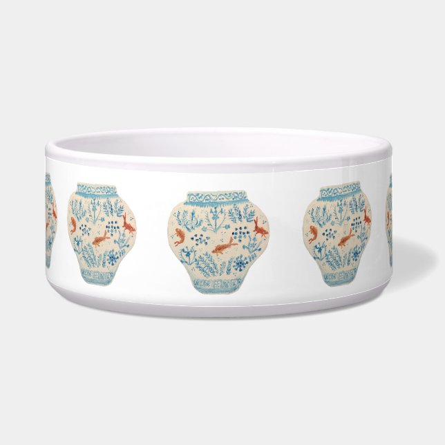 Handgeschilderd gember jar Dog Bowl Voerbakje (Voorkant)