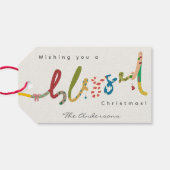 Handgeschilderd gezegend kerstcadeau Label Cadeaulabel (Achterkant Horizontaal)