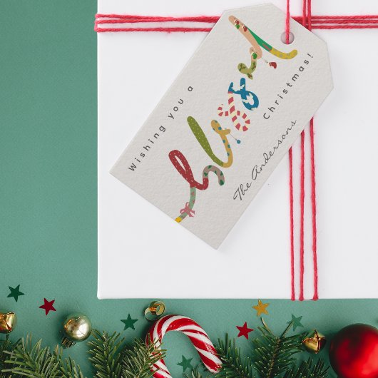 Handgeschilderd gezegend kerstcadeau Label Cadeaulabel