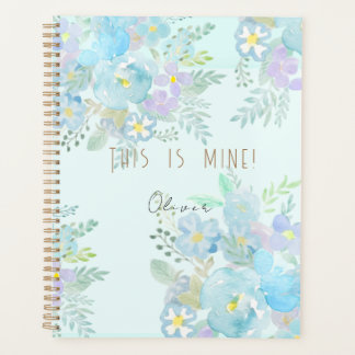 Handgeschilderd groen blauw abstract bloemenpatroo planner
