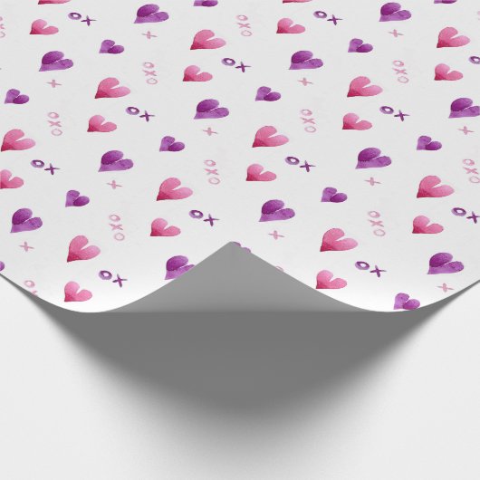 Handgeschilderd hart x en o gepatterd cadeaupapier (Hoek)