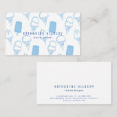 Handgeschilderd Ice Cream Pattern Blue Visitekaart Visitekaartje (Voorkant / Achterkant)