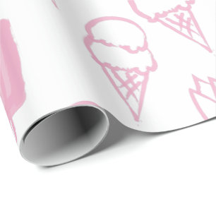 Handgeschilderd Ice Cream Pattern Pink Cadeaupapier