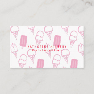 Handgeschilderd Ice Cream Pattern Pink Mommy Visitekaartje