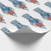 Handgeschilderd kerstblauw en witte gember pot cadeaupapier (Hoek)