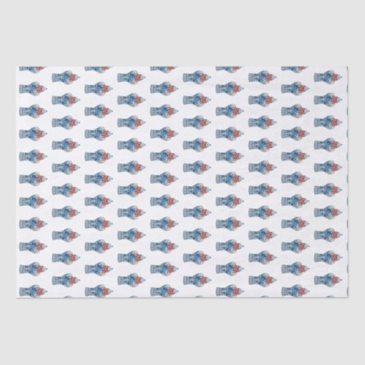 Handgeschilderd kerstblauw en witte gember pot tissuepapier (Voorkant)