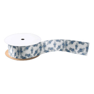 Handgeschilderd kerstblauw en witte gember potten lint