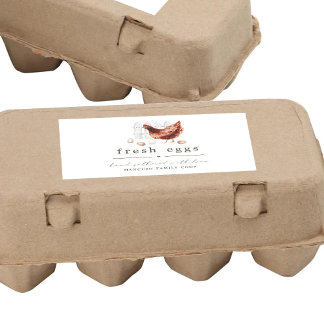 Handgeschilderd Kippenfarm of Kippenhok Eierkarton Rechthoekige Sticker