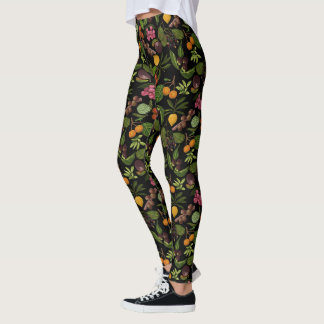 Handgeschilderd kleurrijke exotische tropische fru leggings