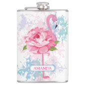 Handgeschilderd Monogram flamingo Heupfles (Voorkant)