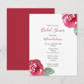 Handgeschilderd rood roze Waterverf Roos Kaart (Voorkant / Achterkant)